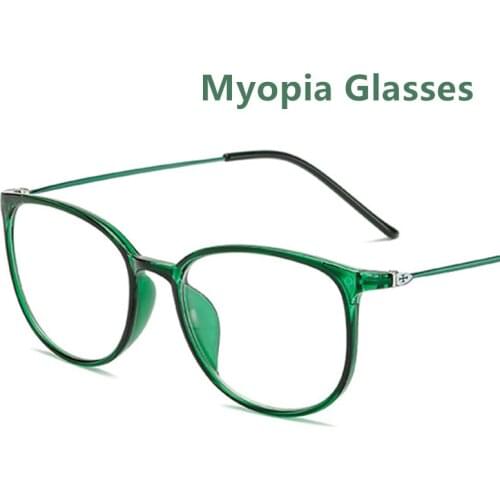 TR90 Round Nearsighted Eyeglasses Women Men Retro Oval Student Finished Myopia Glasses Prescription -0.5 -0.75 -1.0 -1.5 To -6