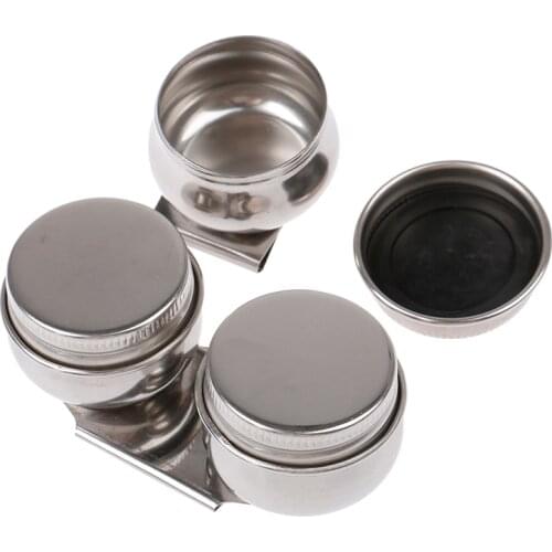 Stainless Steel Drum Painting Palette Oil Paint Pot Single Double Hole Dipper Easy Clean Drawing Tools Art Painting Supplies