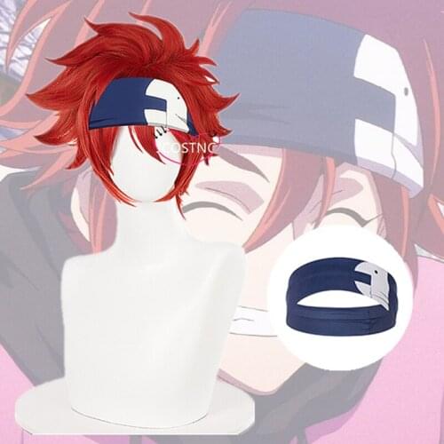 SK8 The Infinity Reki Kyan Cosplay Wig Headband Hairband SK8 Cosplay Red Short Men Wigs with Bangs Heat Resistant Synthetic Wig