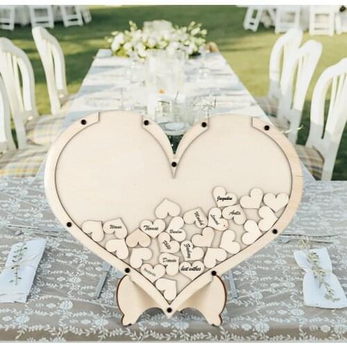 Personalized Wooden Hearts Wedding Guest Book Wedding Decoration Rustic Sweet Wedding Guestbook Small Wood Hearts Decor #YJ