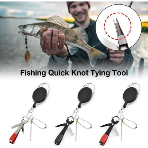 Five-in-one Outdoor Fishing Pliers Fishing Quick Knot Tying Tool Fly Line Clippers With Bait Aid Tool Zinger Retractor Combo