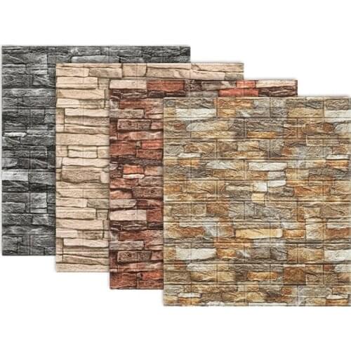 Retro 3D Brick Self-adhesive Wallpaper Bar Restaurant Living Home Decor Wall Decor DIY Waterproof Wall Sticker Room Decoration