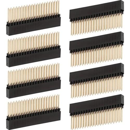 8PCS,2X20(40 Pin) Extra Tall Female 0.1 Inch Pitch Stacking Header for Raspberry Pi A+/B+/Pi 2/Pi 3 Extra Tall Header
