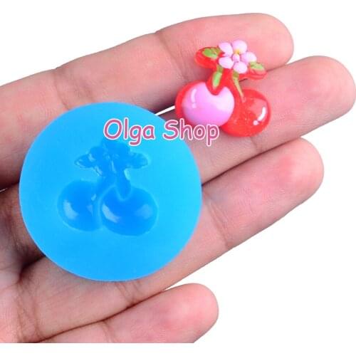 SYL035 17.5mm x 17.0mm Cherry Silicone Mold Fondant Cake Decoration Candy Resin Clay DIY Earrings Necklace Pendant Candle Craft