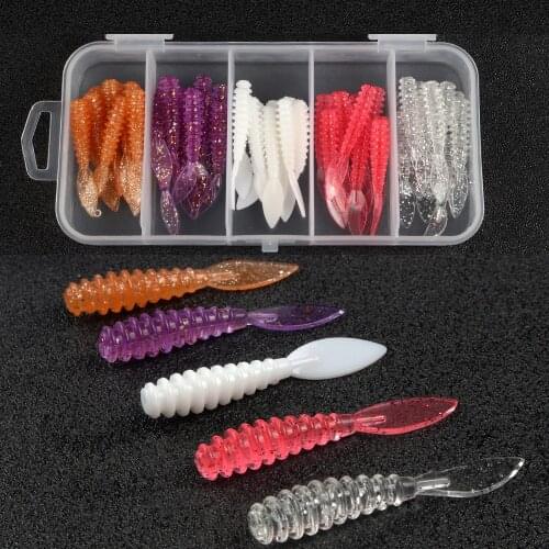 TEUKIM 50pcs Fishing Lures Wobblers Carp Fishing Soft Lures Silicone Artificial Baits Fishing Goods Lures for Fishing