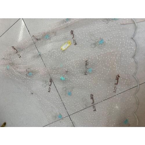 Stock 5yards/bag Mixed color embroidery sequin angel patterns simple style fabric for wedding dress design ST62