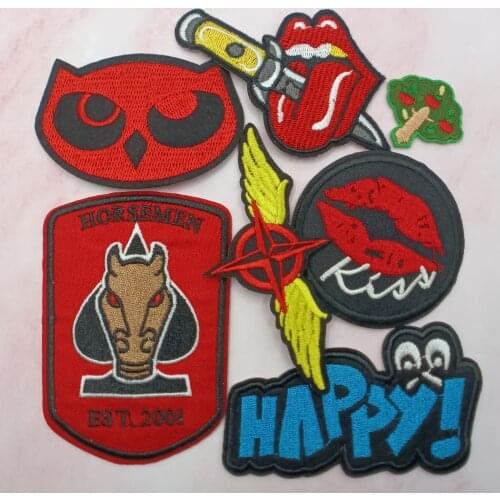 Prajna van gogh embroidered patches iron on patch for clothing iron striped letters in cute cartoon ufo stickers sexy lips diy