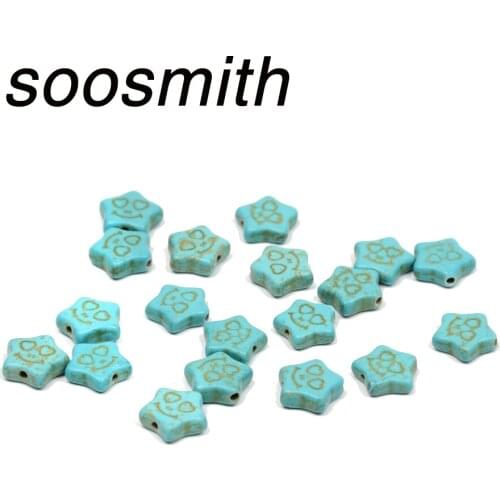 Soosmith Top Quality Stars smile Natural Stone Beads Loose Spacer Beads For Jewelry Making Diy Necklace Bracelet Pendant Fashion