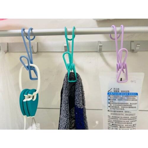 5PCS Convenient color plastic coated clip with hook line clip clothespin document storage with hook clip