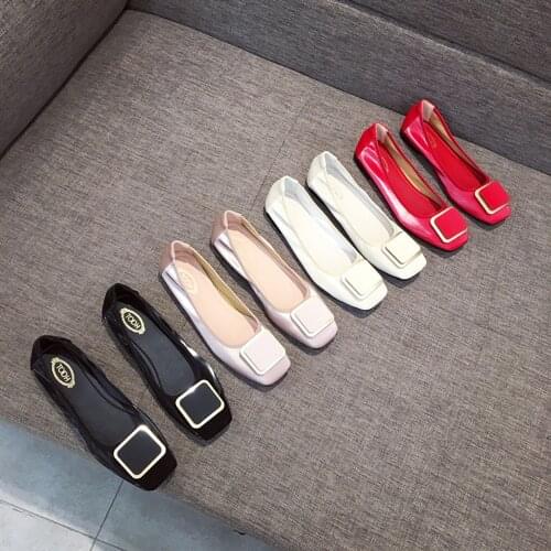 Square Metal Buckle Summer Shoes Women Decoration Slip On Soft Doctor Nurse Loafers Egg Roll Shoes Women Flats