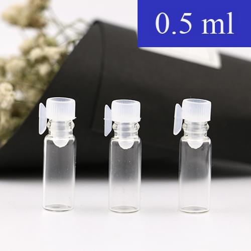 0.7ml 100/200/300/500pcs Mini plastic stopper or sticker perfume Glass Vials Essential Oil Refillable Perfume Bottles Sample