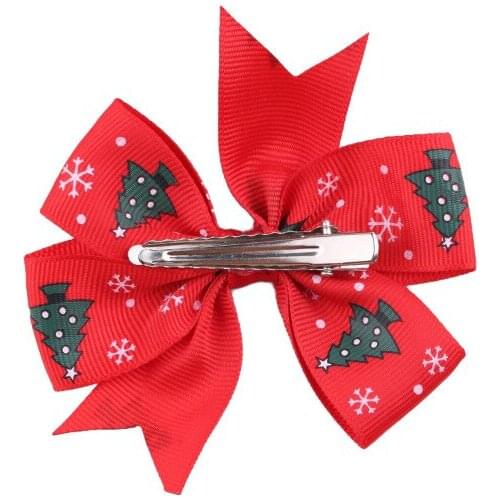 100 pcs/lot , Christmas Ribbon Bow Hair clips, Boutique Bow Hair clip