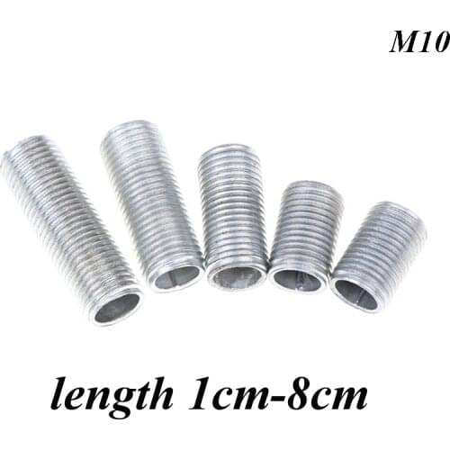 20Pcs/lot, Length 1-8cm, M10 Whole Tooth Tube, Threaded Hollow Tube, Tooth Pole Pipe, Tool Lighting Accessories