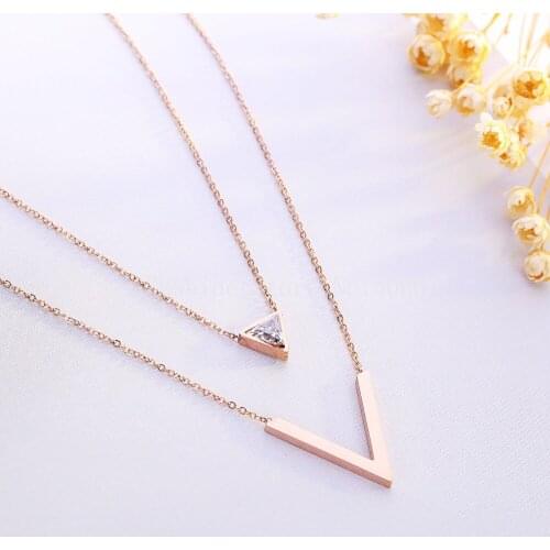 2018 Fashion Jewelry Choker Hollow Star V Zircon Necklaces Bijoux Femme Stainless Steel For Women Birthday Gift