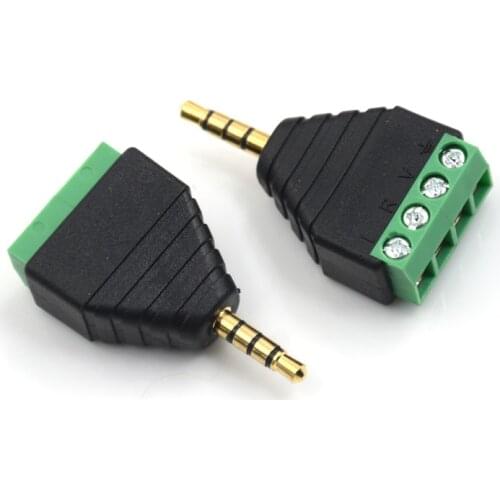 3.5 mm male 4 pin Terminal Block Plug connector Video AV Balun 3.5mm 4 Pole Stereo Male to AV Screw Terminal Stereo Jack