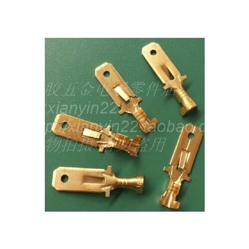300pcs/ lot Free shipping 6.3mm lengthened copper Quartet inserts brazed copper terminals whole piece double Cold terminals