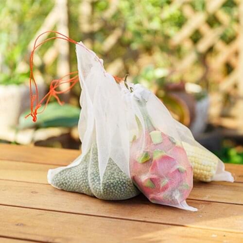 50pcs Anti Bird Drawstring Bag Fruits Net Bag Garden Vegetable Protection Mesh Anti Bird Drawstring Fruits Net Farm Apple Grapes