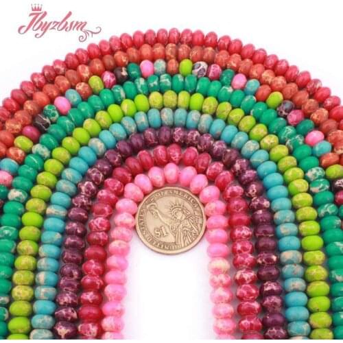5x8mm Rondelle Spacer Bead Sea Sediment Imperial Jaspers Stone for Women Men DIY Accessorie Necklace Bracelet Jewelry Making 15"