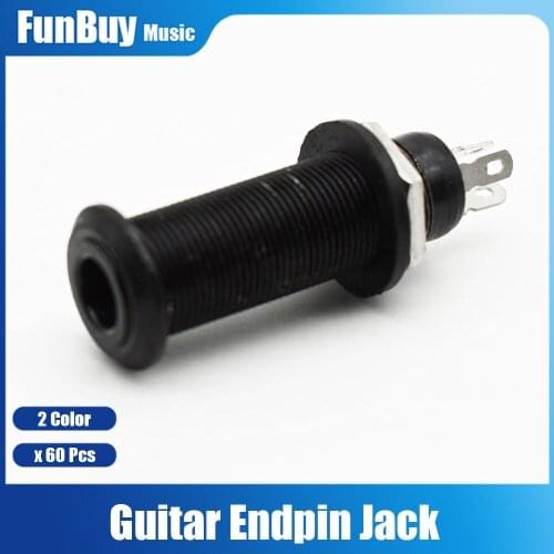 60pcs Guitar Bass Output Jack Cylinder Flush Mount 1/4" Jack for Electric Guitar bass Metal Anti-noisy Guitar Jack