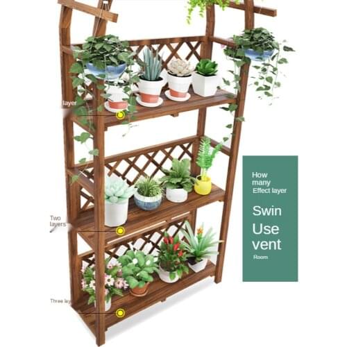 Anti-Corrosion Solid Wood Plant Balcony Flower Rack Floor-Standing Multi-Layer Succulent Flower Rack Jardiniere