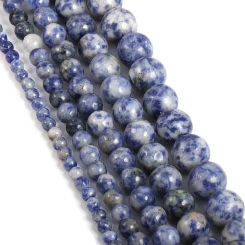 Natural Stone Beads Round White Blue Sodalite Loose Spacer Exquisite beaded for Jewelry Making DIY Bracelet Necklace Accessories