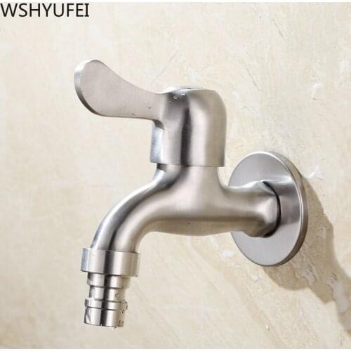 Long stainless steel washing machine bathtub faucet brushed faucet quick opening into the wall decoration outdoor garden faucet