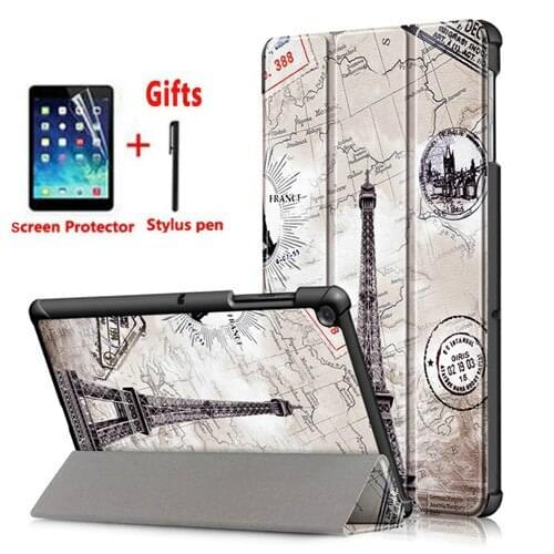 For Samsung Galaxy Tab S5e 10.5 Inch 2019 SM-T720 SM-T725 T720 T725 Case Slim Magnetic 3 Folding PU Leather Stand Cover + Film