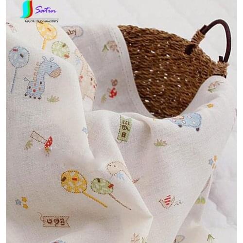 Pure Cotton Double Gauze Baby Cotton Clothing Summer Printing Fabric 1m Cartoon Moisture Absorption Perspiration A0099A