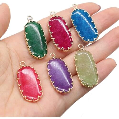 Natural Stone Charms Semi-precious Stone Oblong Pendant 1PCS For DIY Necklace Jewelry Finding Making Accessories