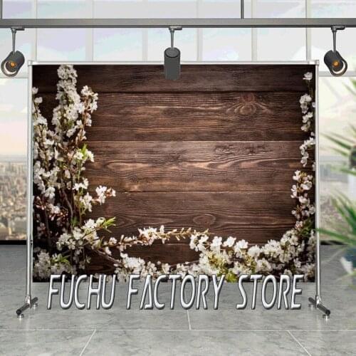 Beautiful Flowers Vintage Wood Grain Board Background Girl Birthday Party Decoration Photography Studio Digital Photo Backdrop
