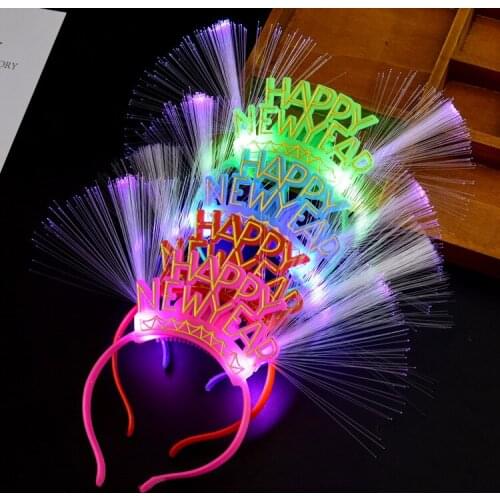 Luminous fiber happy headdress hair band hair clip crown bow tie night market stall childrens small toys wholesale