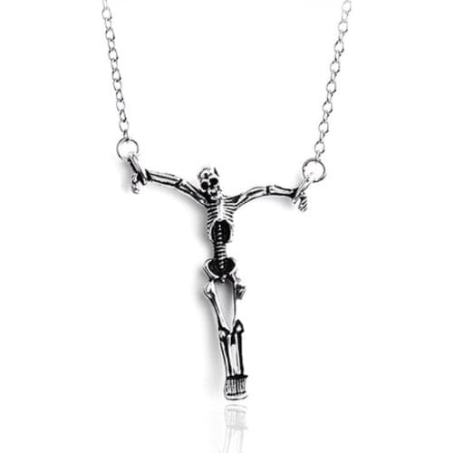 Halloween Retro Gothic Horror Soul Skeleton Pendant Necklace Unisex Jewelry Gift