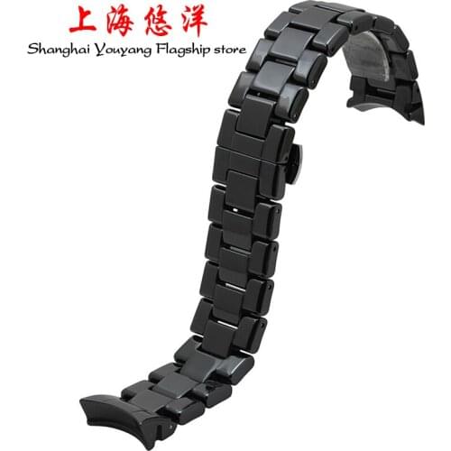 18mm 22mm Watch Accessories Black Ceramic Watch Band Strap Bracelets Deployment Watch buckle For AR1405 AR1453