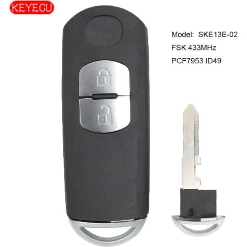 KEYECU Smart Remote Key 2 Button FSK 433MHz PCF7953P 49 Chip for Mazda 3 6 2012-2017 Model: SKE13E-02