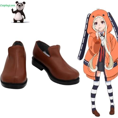 CosplayLove Kakegurui Compulsive Gambler Runa Yomozuki Brown Cosplay Shoes Cosplay Long Boots Leather Custom Made
