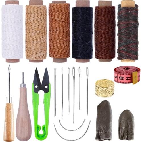 LMDZ Leather Waxed Thread Sewing Kits Hand Sewing Needles with Leather Craft for Leather Canvas DIY Sewing Accessories