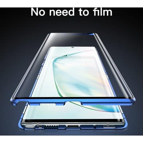 Magnetic Metal Glass Phone Case For Samsung Galaxy Note 10 9 8 S10 E 5G S9 S8 Plus Magnet Adsorption Protection Cover Coque