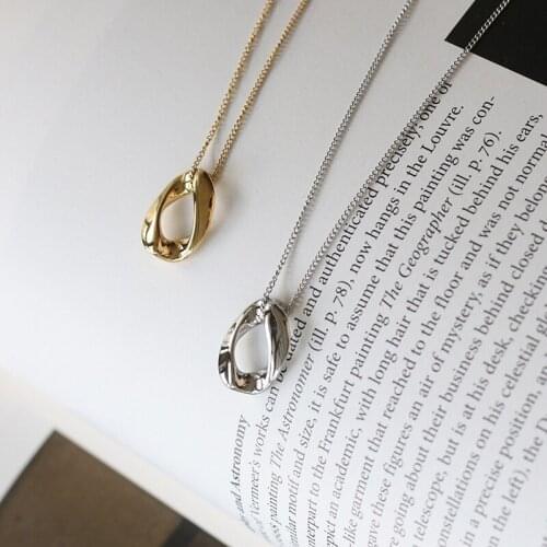 2021 Fashion Trend Simple Water Drop Round European And American Electroplating Necklace Clavicle Chain Titanium Steel Pendant
