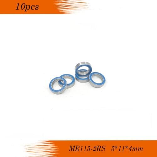 MR115RS Bearing ABEC-5 10PCS 5X11X4 mm Miniature MR115-2RS Ball Bearings Blue Sealed MR115 2RS Bearing