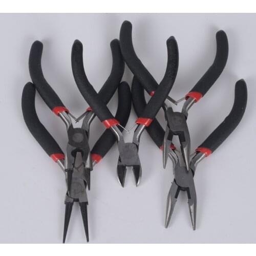 Multi-type Black Handle Anti-slip Splicing Fixing Pliers Tools For Jewelry Making Long Needle Round Nose Cutting Wire Pliers