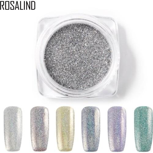 ROSALIND New Mirror Powder Nail Glitter Sequin Design Of Nails Decoration Bling Pigment Chorme Manicure Set For Gel Nail Polish