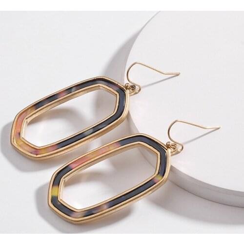 Oval Frame Leopard Dangle Drop Earrings for Women Fashion Brand Designer Inspired Leopard Oval Drops Earrings