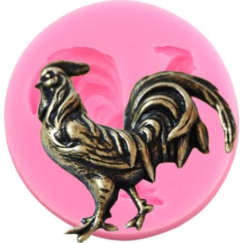 Cock Silicone Mold DIY Animal Cupcake Topper Fondant Cake Decorating Tools Candy Resin Clay Chocolate Gumpaste Moulds