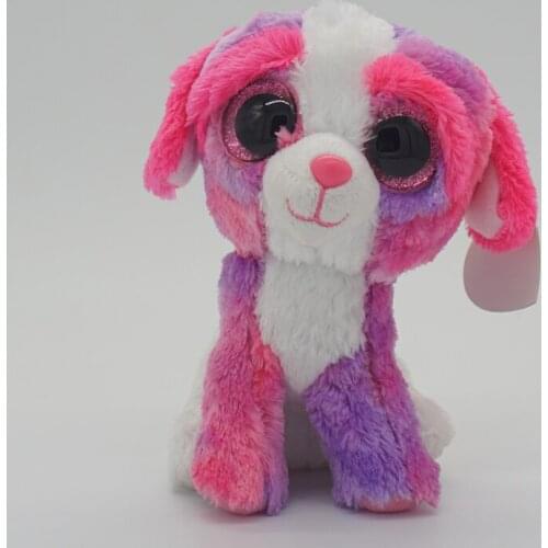 New 6" 15cm Ty Big Eyes Stuffed Peas Plush Animal Soft Pink white dog Doll Dog Collection Boys and Girls Christmas Birthday Gift