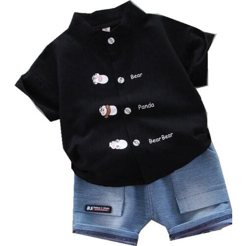 Toddler Casual Clothing Summer Baby Boys Clothes Shirt +Jeans Shorts 2PCS Jogging Bebes Infant Kids Tracksuits For Children 0-5