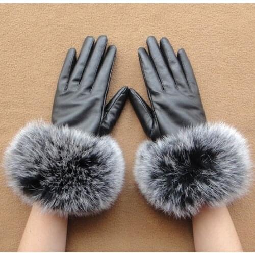 2018 Promotion Sale Animal Winter Gloves Autumn And Winter Super Large Fox Fur Really Sheepskin Gloves Thermal Free Shipping