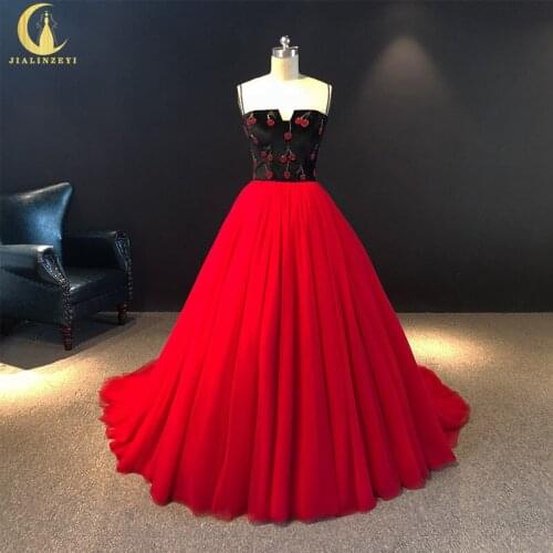 Rhine real Pictures spaghetti stap Black velvet and red arabic evening dresses long