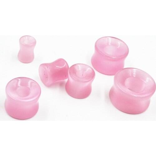 60pcs Cats Eyes Stone Ear Tunnels Hollow Expanders Earlets Plugs Ear Piercing Body Jewelry Free Shippment Gauges 6-16mm PINK