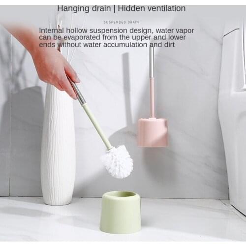 Toilet Brush Gap Brush with Holder Punch-free Wall-Mounted Toilet Brush Flat Head Flexible Bristles Brush Bathroom Accessories