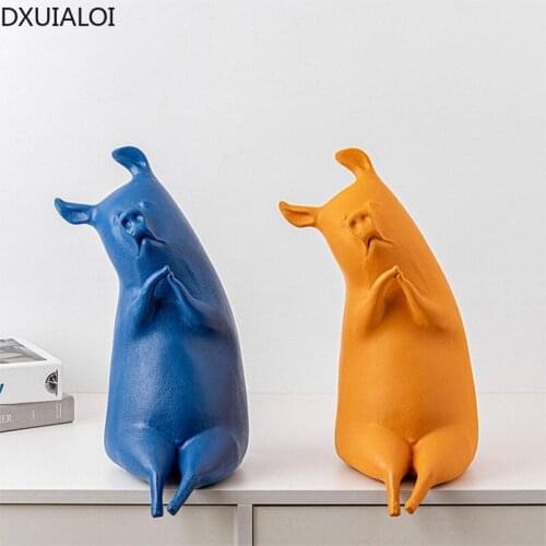 DXUIALOI Nordic minimalist abstract pig ornaments resin crafts housewarming gifts home living room desktop bedroom Ornaments